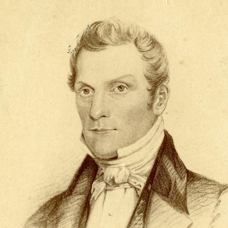 Historical engraved portrait of Hyrum Smith